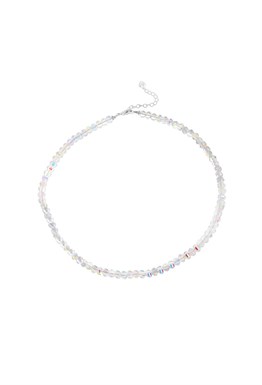 Necklace made of sparkling beads Rhodium
