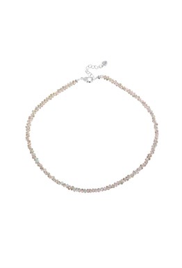 Choker made of beige jewelry glass Rhodium