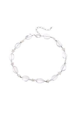 Necklace made of large rhinestone beads Rhodium