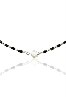 Black Agate Choker with Rose Symbol