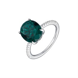 Коктейльное кольцо с темно-зеленым кристаллом