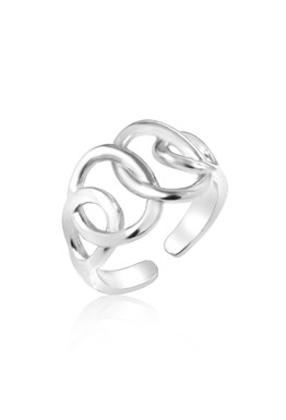 Ring with a braided chain Rhodium