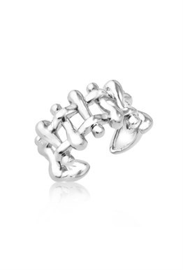 Ring with a weave Rhodium