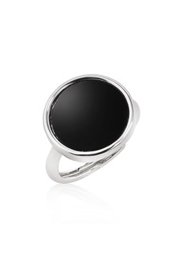 Signet ring with acrylic Rhodium