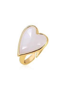 Rhinestone Heart Ring Gold