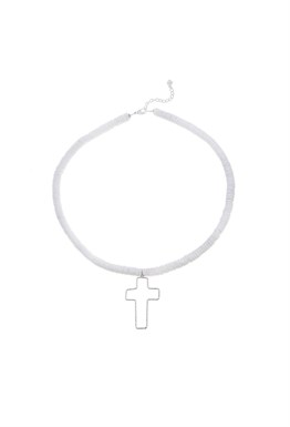 Necklace made of white shell stone