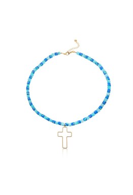 Necklace made of blue amazonite