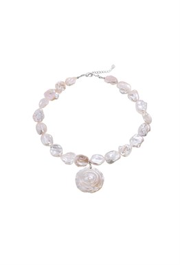 Baroque Pearl Necklace with Rose