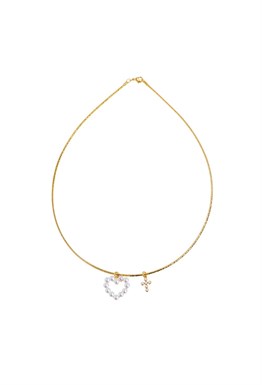 Necklace with Heart and Cross