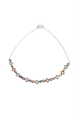 Hematite Lucky Clover Charms Necklace Rhodium