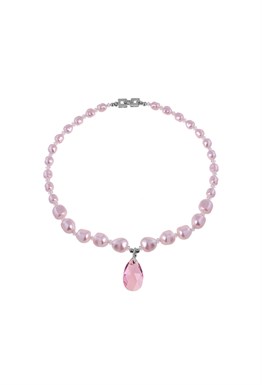 Pink Pearls, Heart and Skull Swarovski Necklace