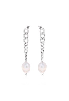 Long earrings with a metal bead. Gold
