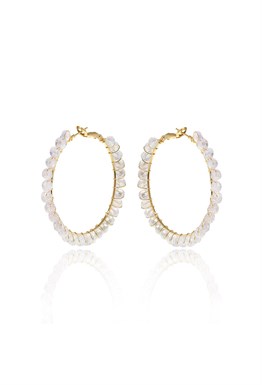 Ring Earrings with Symmetrical Curves Gold