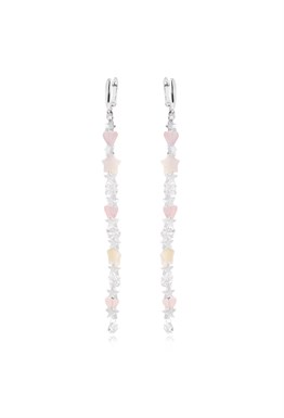 Long earrings with Rhinestone Crystals Rhodium
