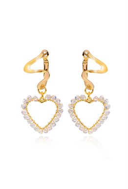 Earrings with a Crystal Heart Pendant
