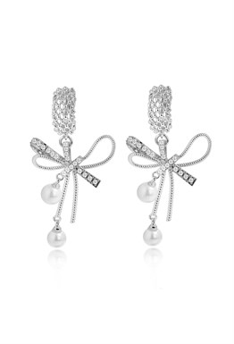 Dragonfly earrings with a metal circle Rhodium