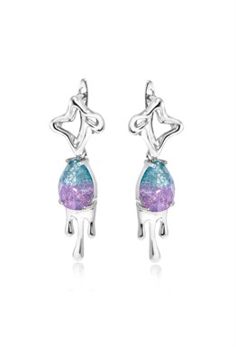 Drop Earrings with Colored Pendants Gold