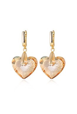 Swarovski Gold Heart Pendant Earrings