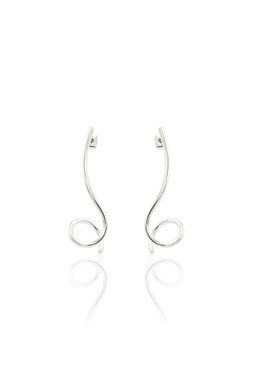 Asymmetric Spiral Earrings Rhodium Plating