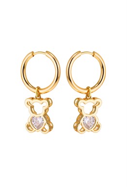 Hoops Earrings with Teddy Charms Gold