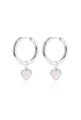 Hoops Earrings with Mother of Pearl Heart Charms