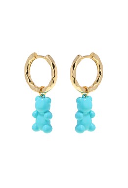 Blue Bear Hoops Earrings