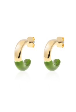 Hoops Green Enamel Earrings Gold