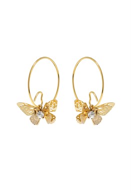 Hoops Heart Butterfly Earrings Gold