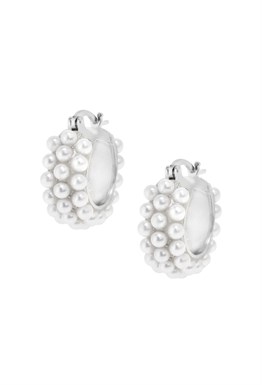 Hoops Acrylic Pearlds Earrings Silver