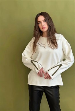 Свитшот с контрастными молниями на рукавах