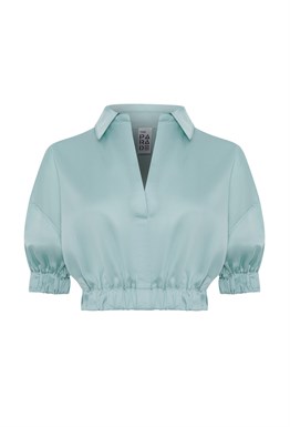 Укороченная-блуза из тенселя на резинке