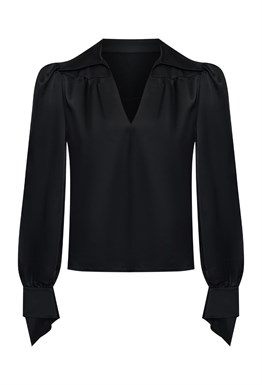 Черная сатиновая блуза
