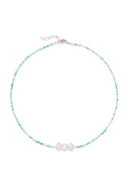 чокер из светло-зеленого хризолита и жемчуга