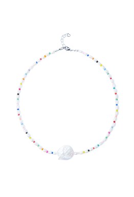 чокер из разноцветного бисера м барочной жемчужиной