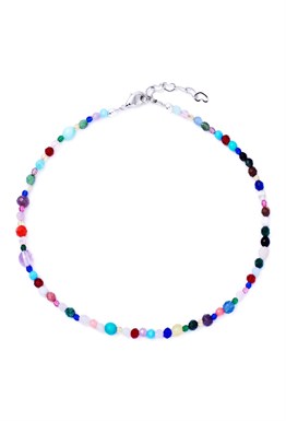 браслет на ногу из микса разноцветных камней