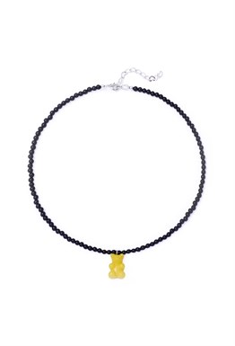 чокер из черного оникса с мишкой