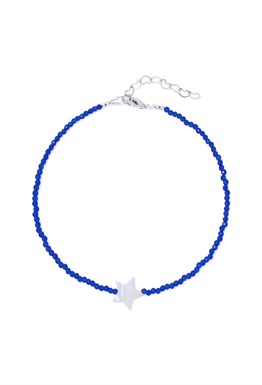 браслет из синей шпинели и перламутра на ногу