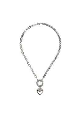 серебристый чокер из гематита и латуни с подвеской