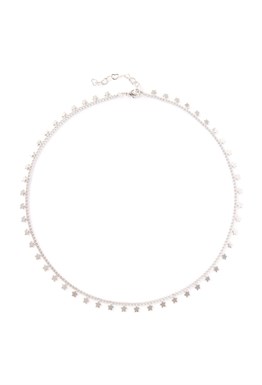 серебристый чокер-цепочка со звездами