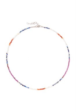 чокер из микса сиренево-оранжевых натуральных камней