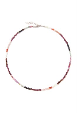 чокер из микса коричнево-розовых натуральных камней