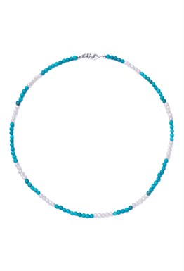 чокер с бирюзовым говлитом и жемчугом