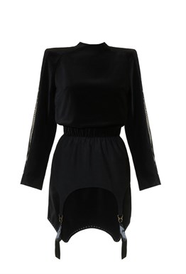 Платье бархатное с подвязами