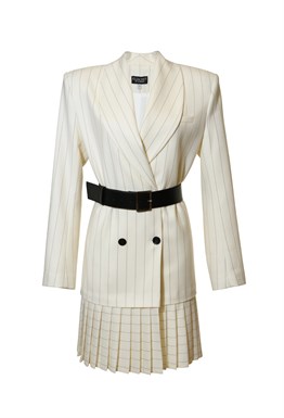 Платье в полоску с юбкой плиссе