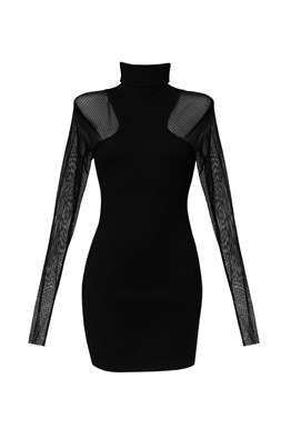 Платье с рукавами из сетки