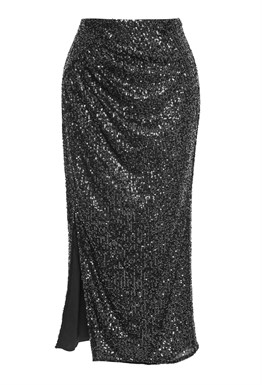Юбка с пайеткамии черная