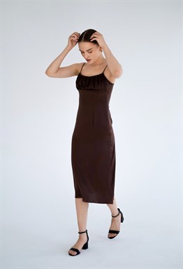 Шелковое шоколадное платье