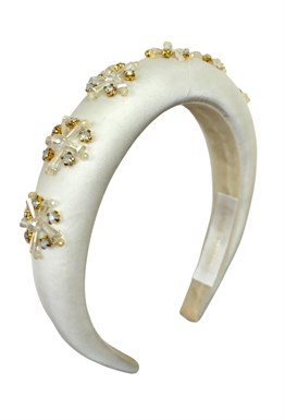Ободок для волос "Сливочный шелк с цирконами"