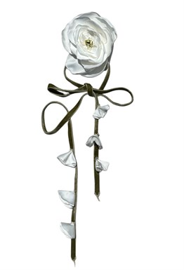 Чокер "Шёлковый пион" на зеленый бархатной ленте