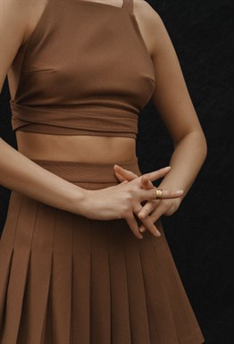 Юбка со складками в длине мини